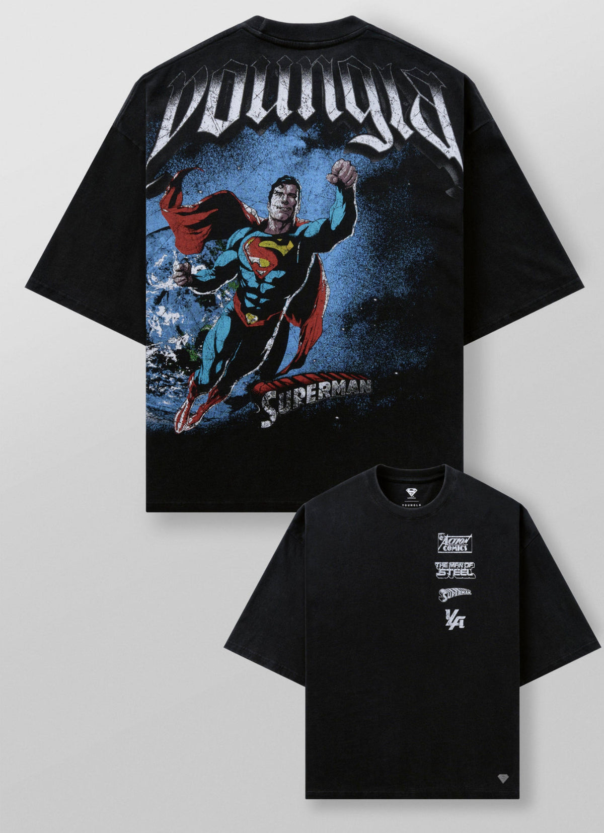 Supermán huge tee Man of steel - Black