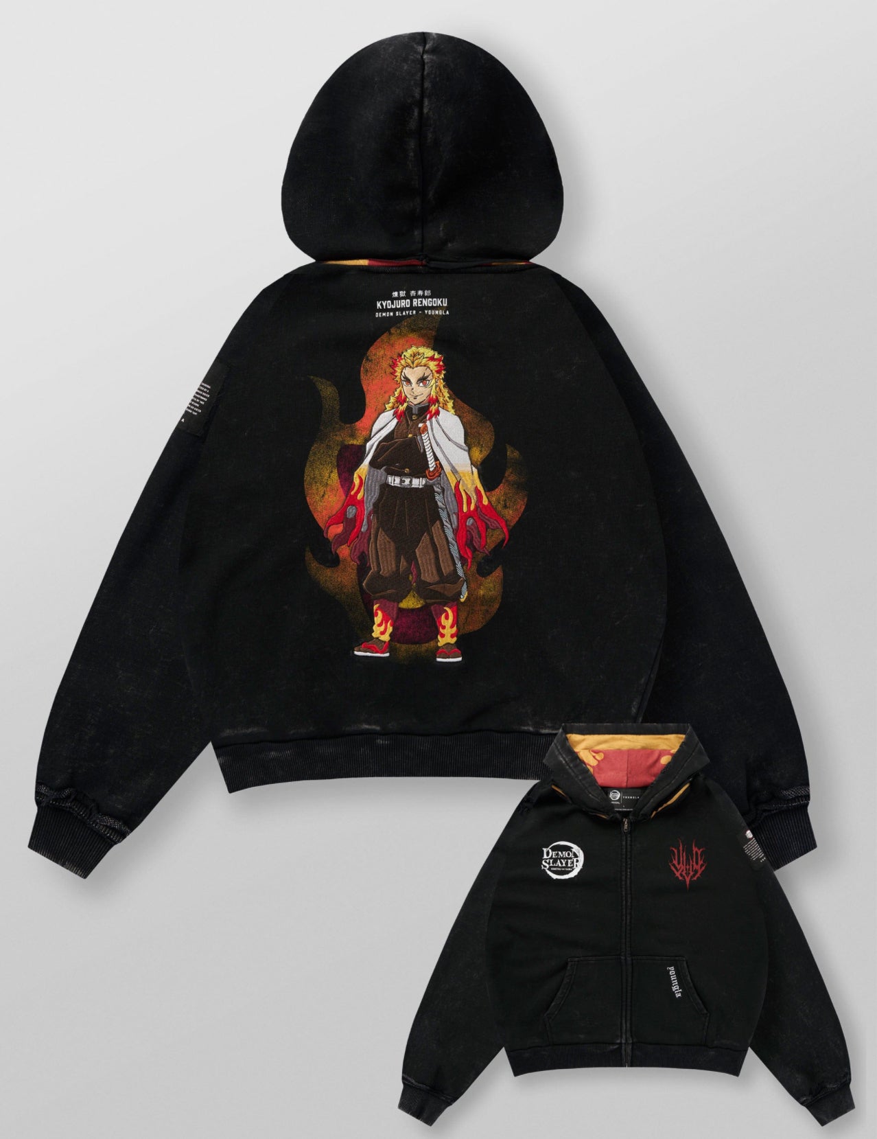 Demon slayer flame hashira hoodie - Black