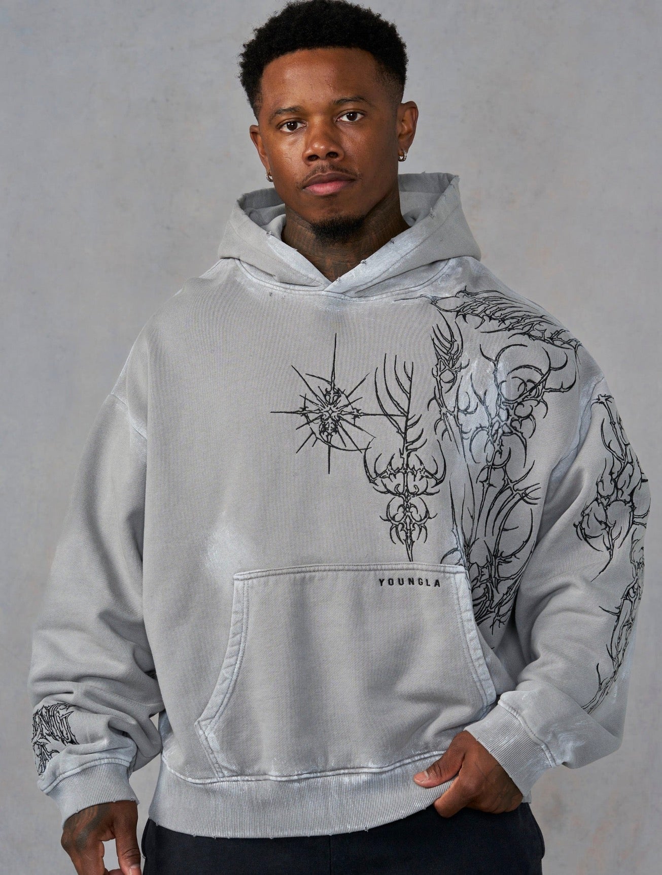 Ciberpunk hoodie - Grey wash