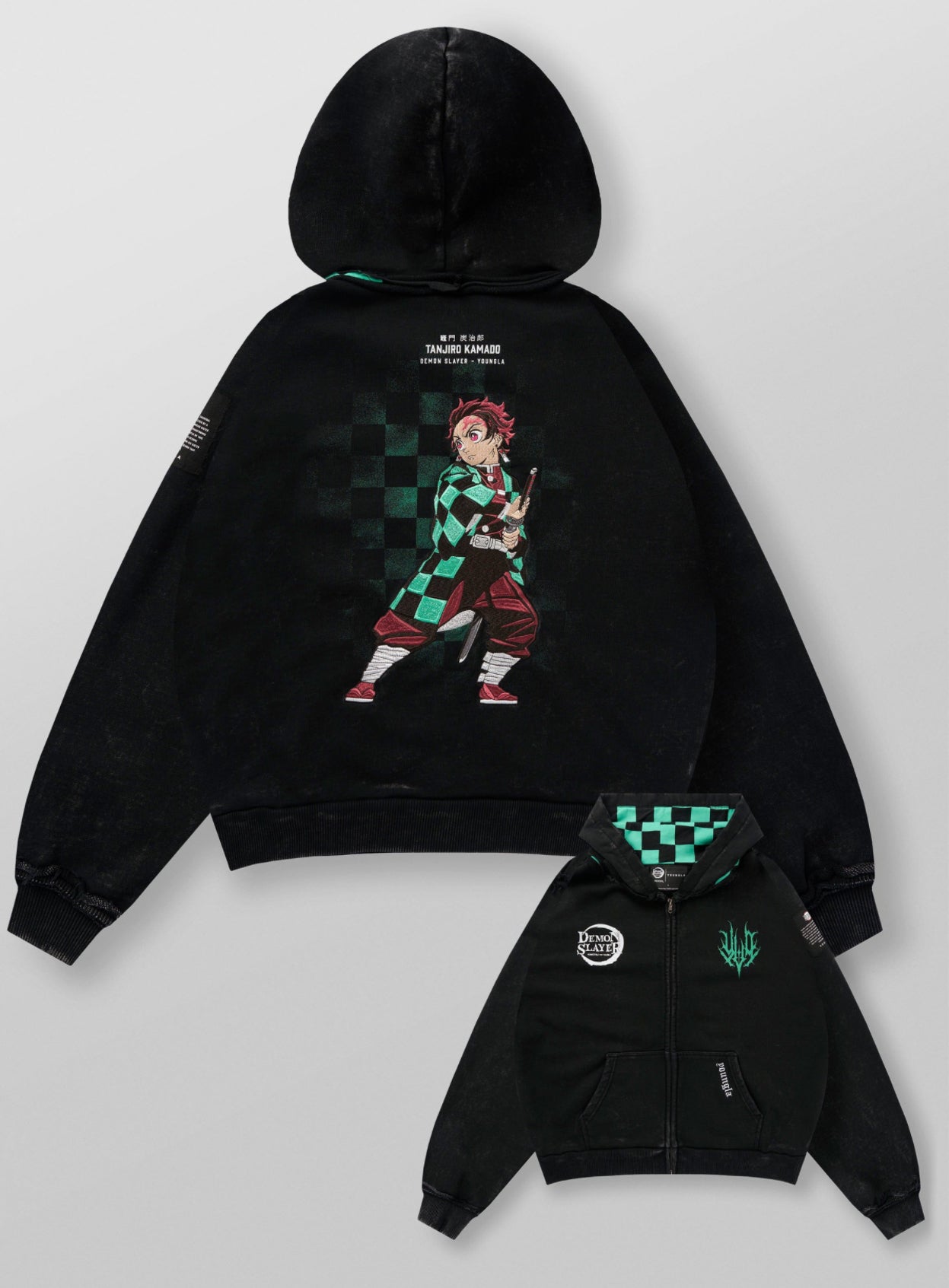 Demon slayer tanjiro haori hoodie - Black
