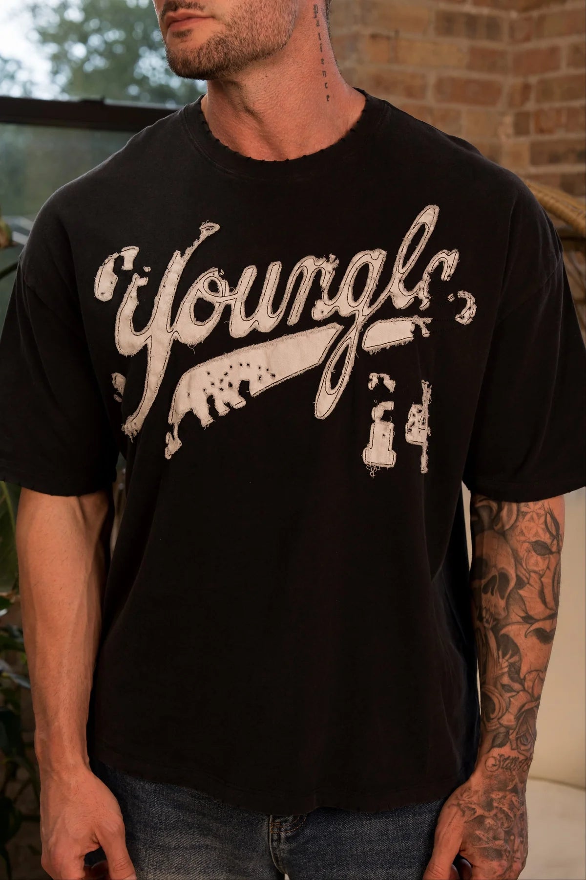 Distressed Script Tee