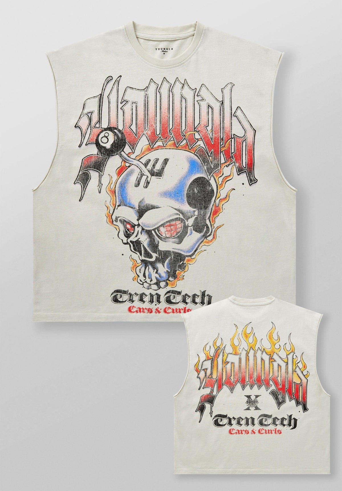 Cars and curls tank - White