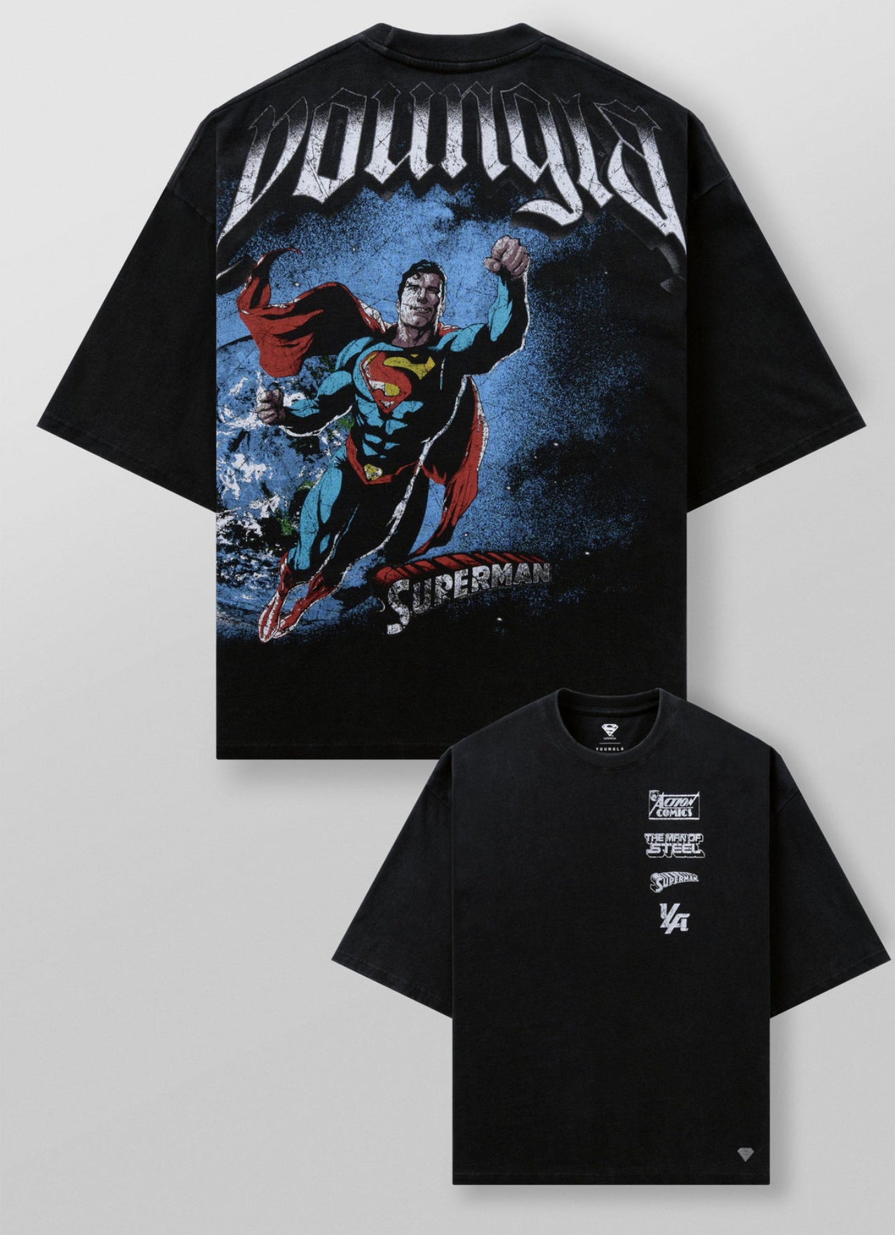 Supermán huge tee Man of steel - Black