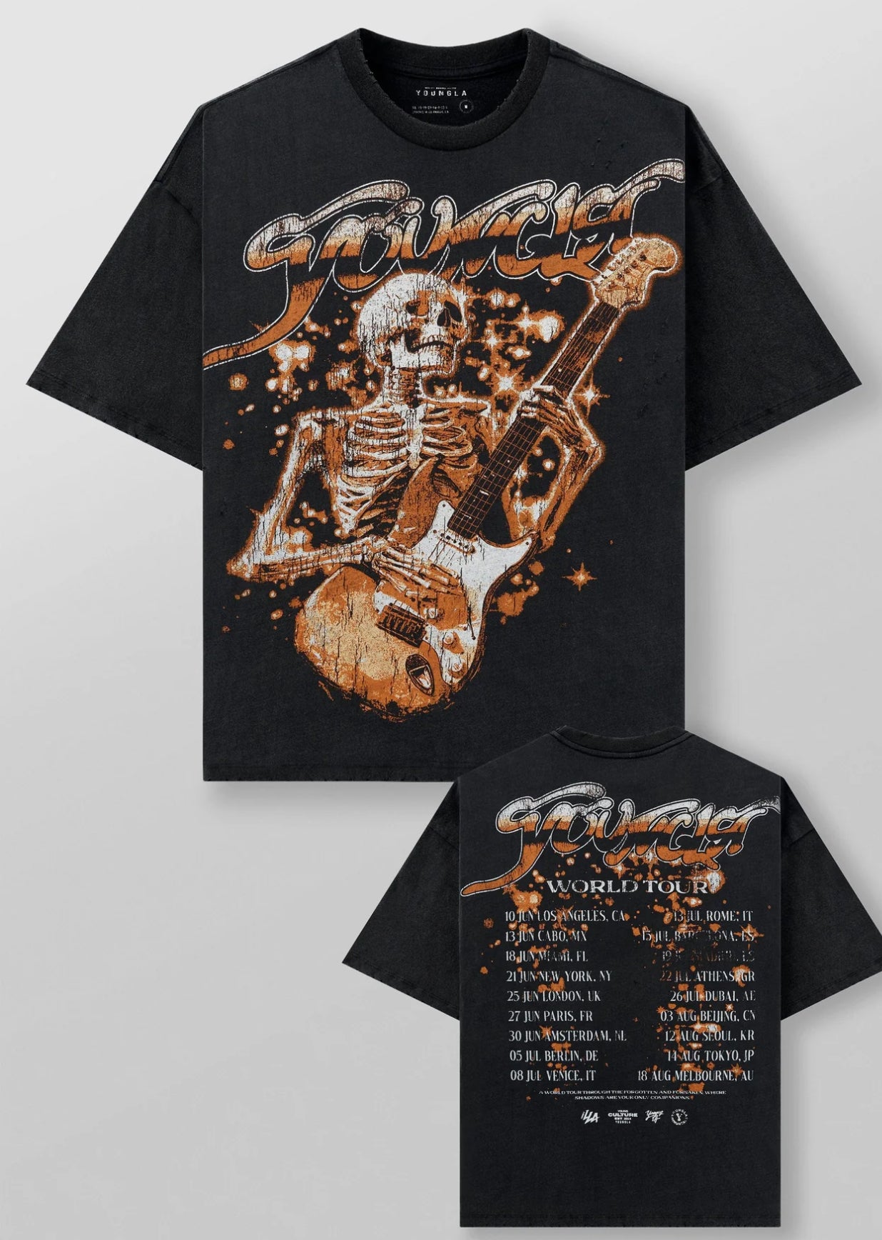 Vintage Word Tour Tees Wild Instinct Esqueleto - Black