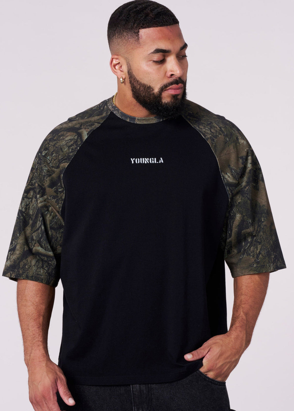 Oversized Baseball Tee - Black Grey