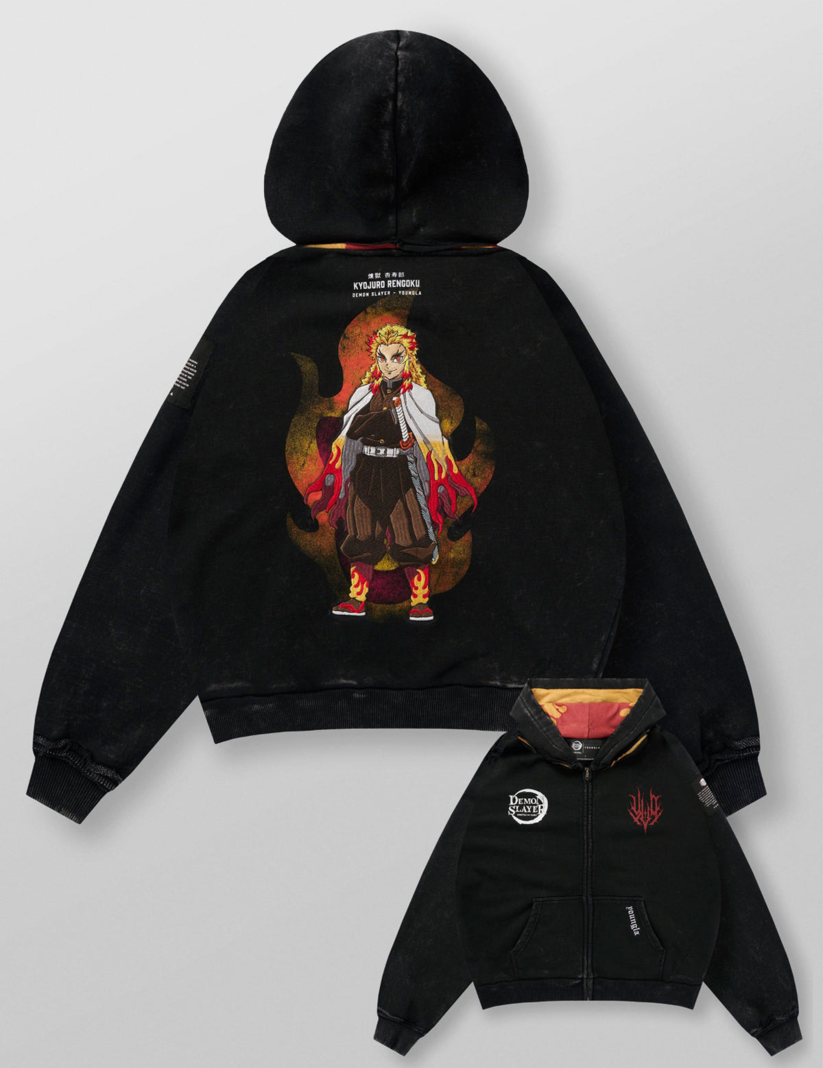Demon slayer flame hashira hoodie - Black