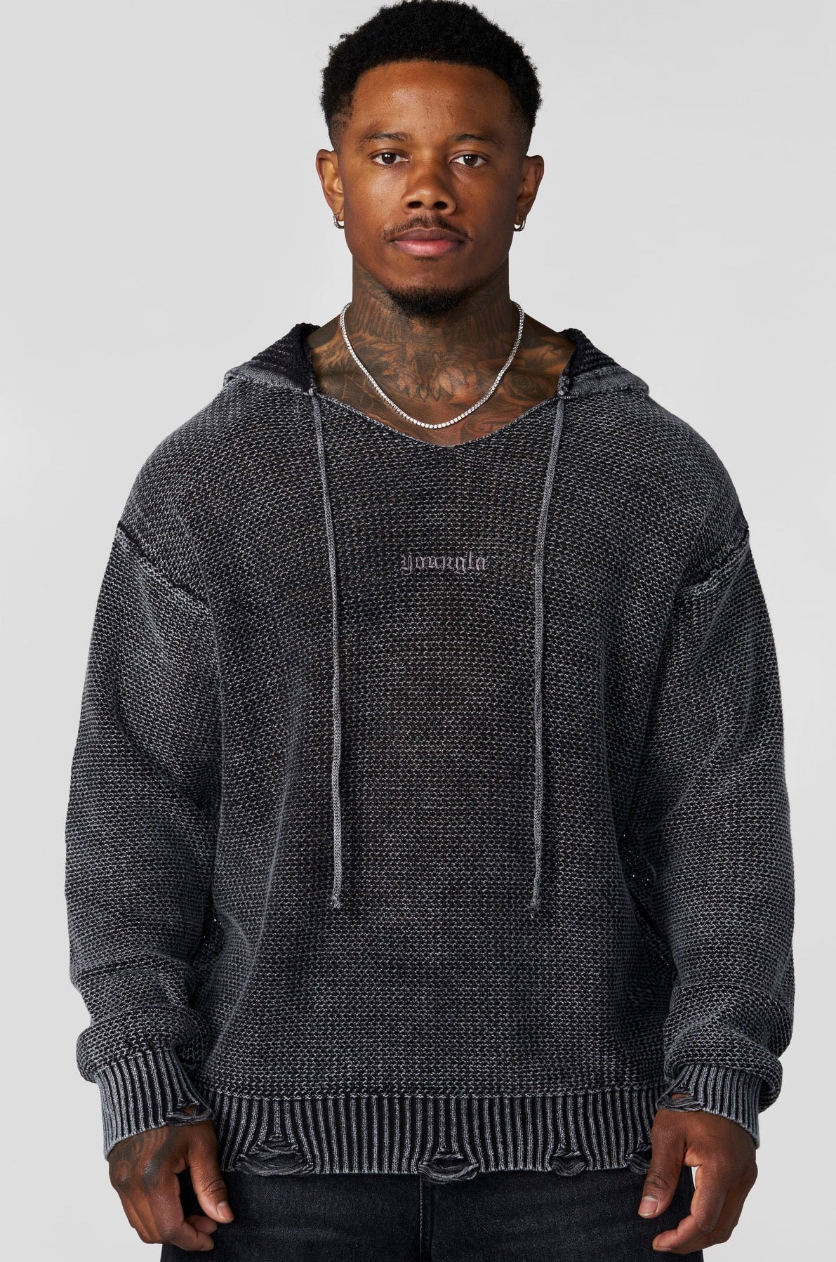 Rave Knit Hoodie - Black wash