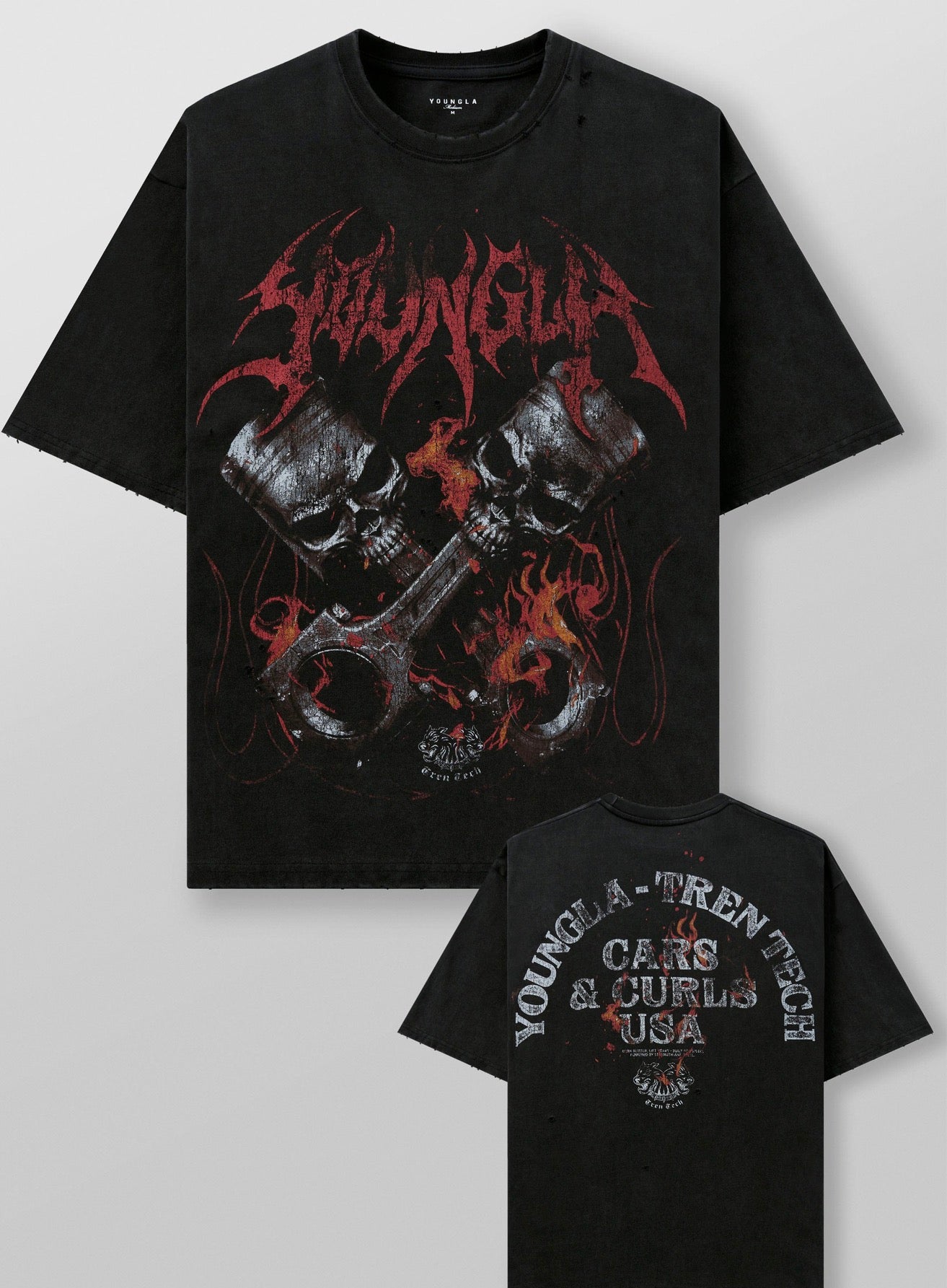Cars and curls tee - Black